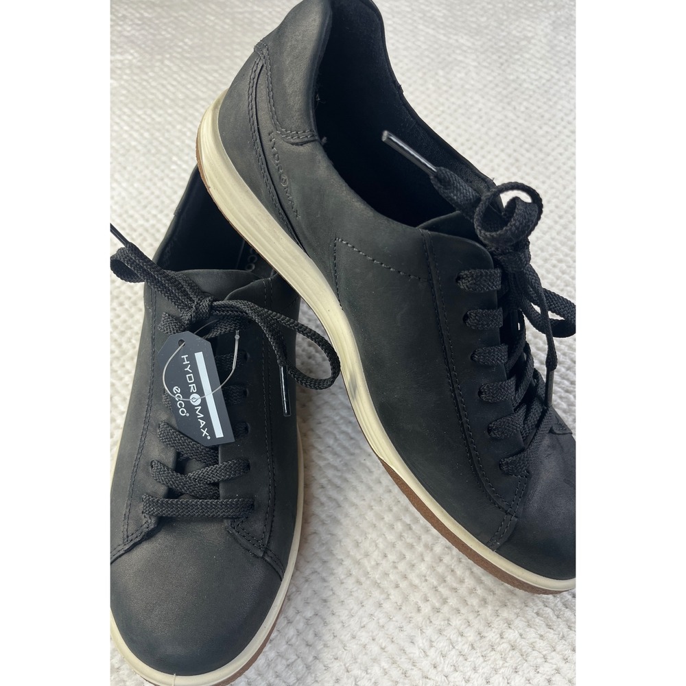 ECCO Hydromax Black Leather Lace‎ Up Sneakers Shoes Men 7.5-8 US 38 EU
